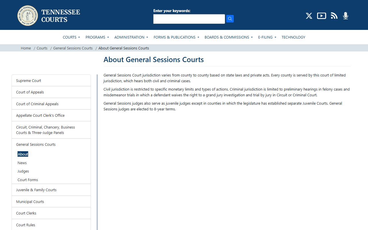 Hamilton County court records Tennessee General Sessions Court overview
