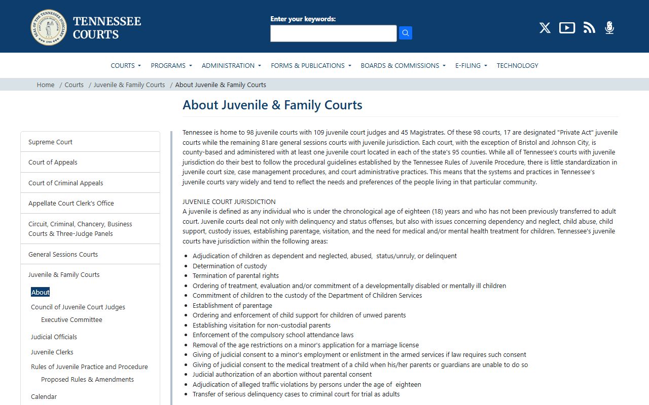 Hamilton County court records Tennessee Juvenile and Family Courts overview
