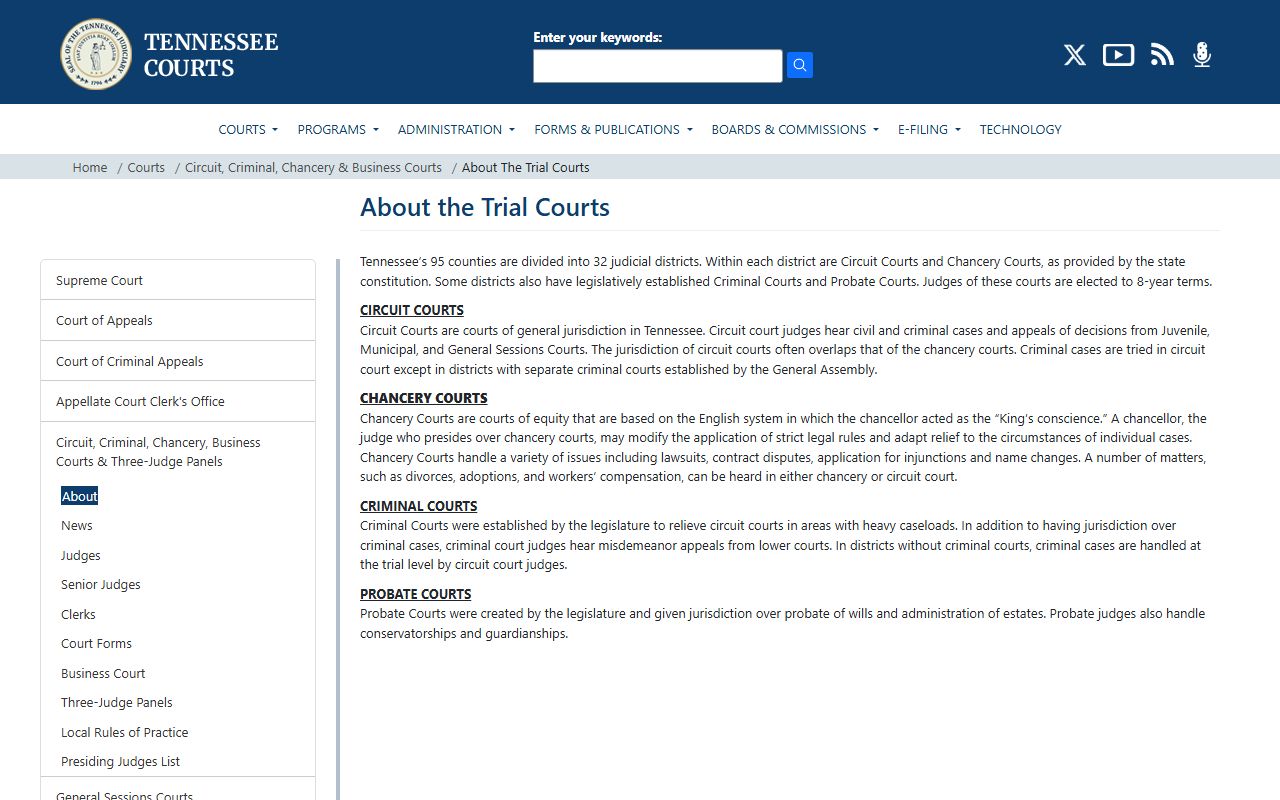 Hamilton County court records Tennessee trial court structure overview