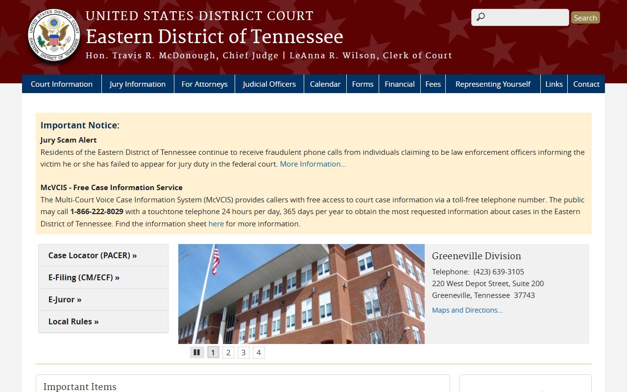 Hamilton County court records U.S. District Court Eastern District of Tennessee