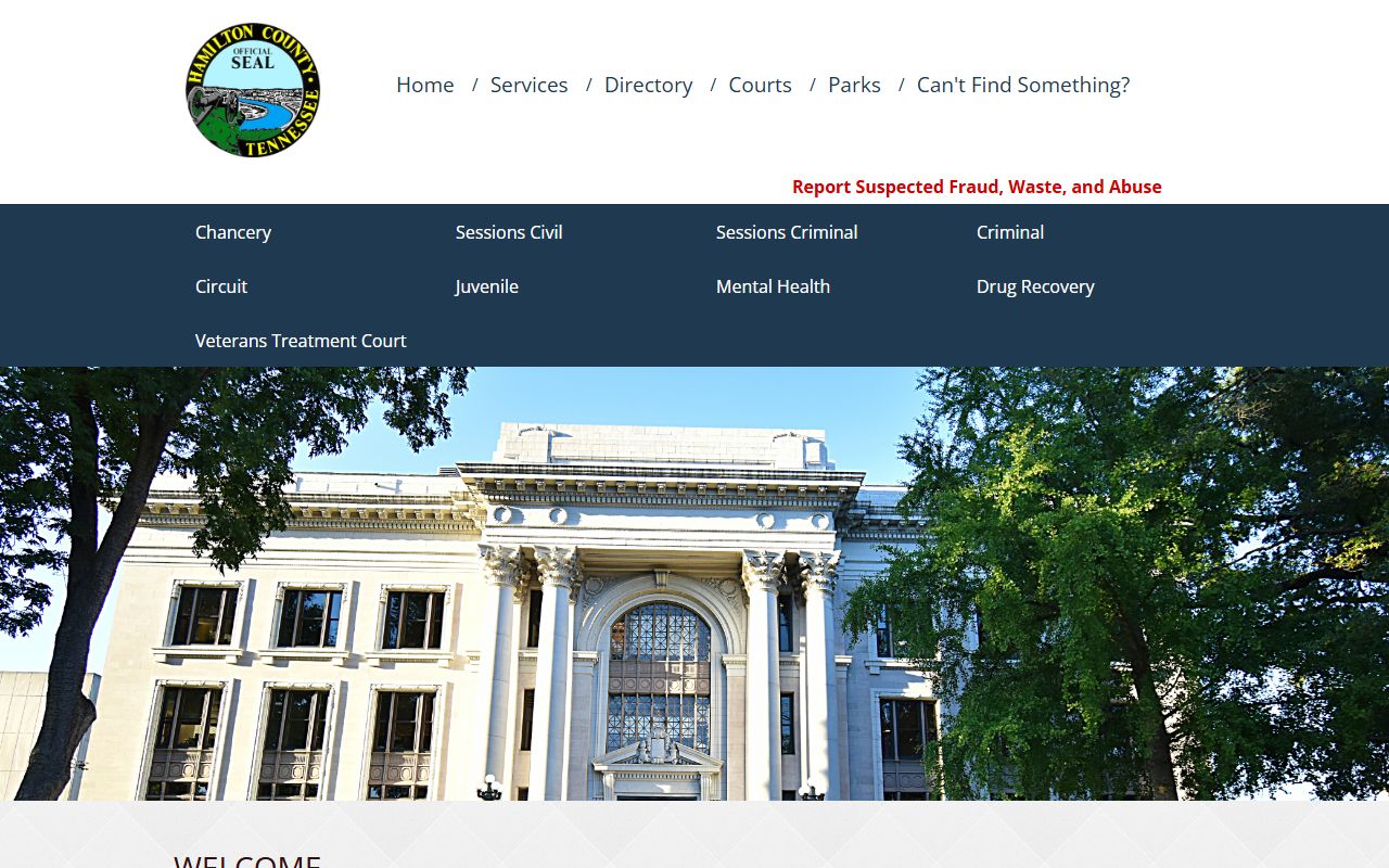 Hamilton County court records system landing page