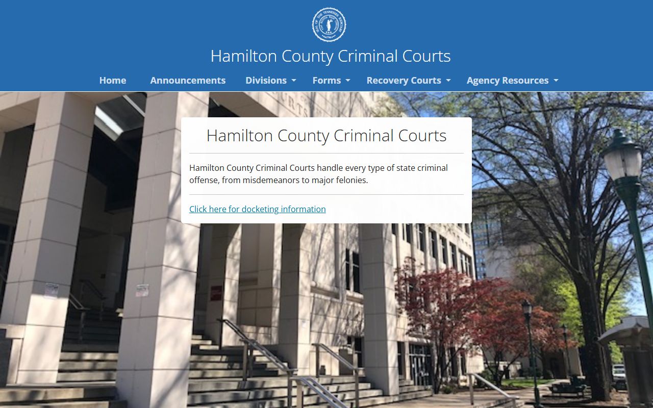 Hamilton County criminal court records division home page