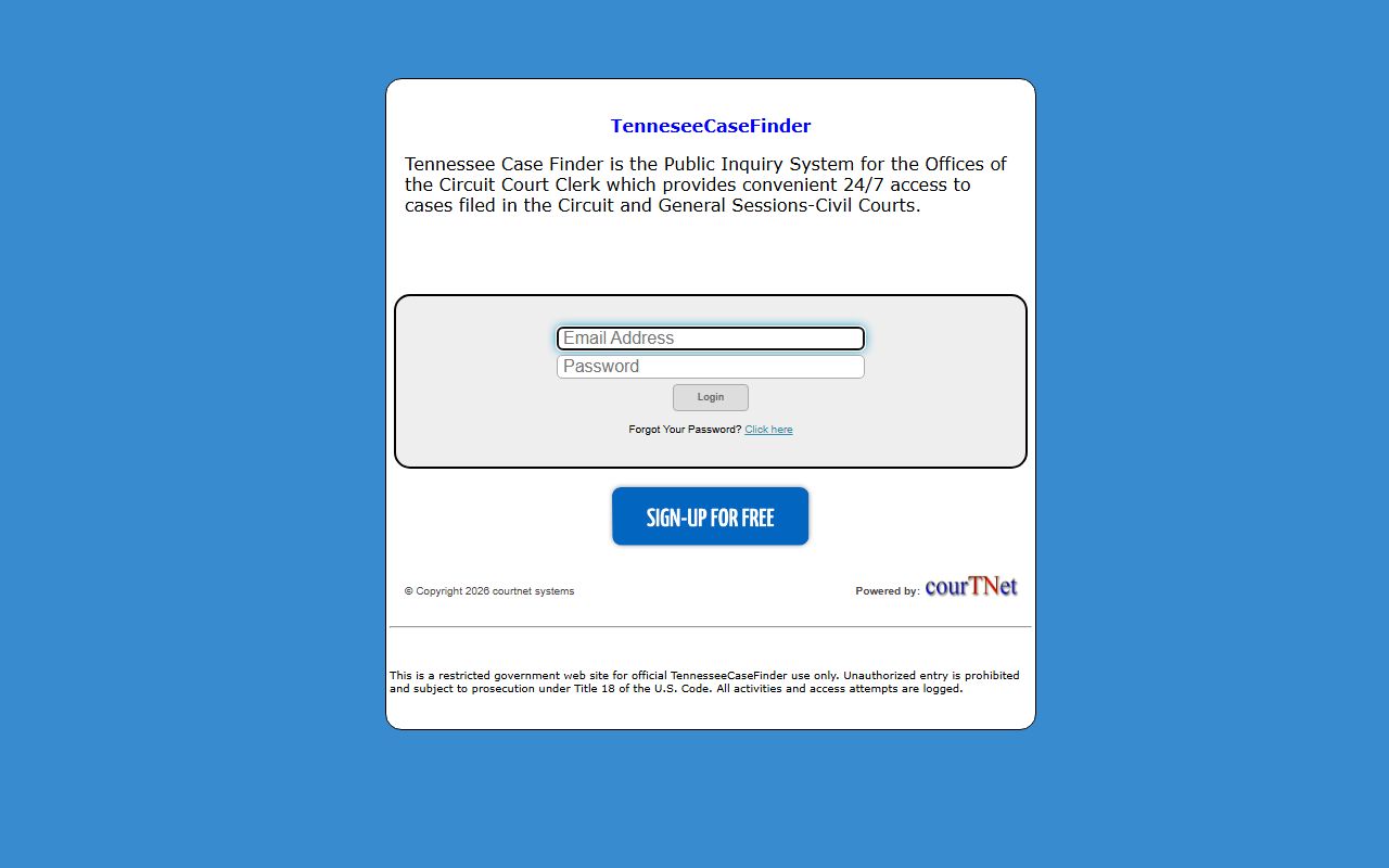 Hamilton County court records TennesseeCaseFinder public inquiry page