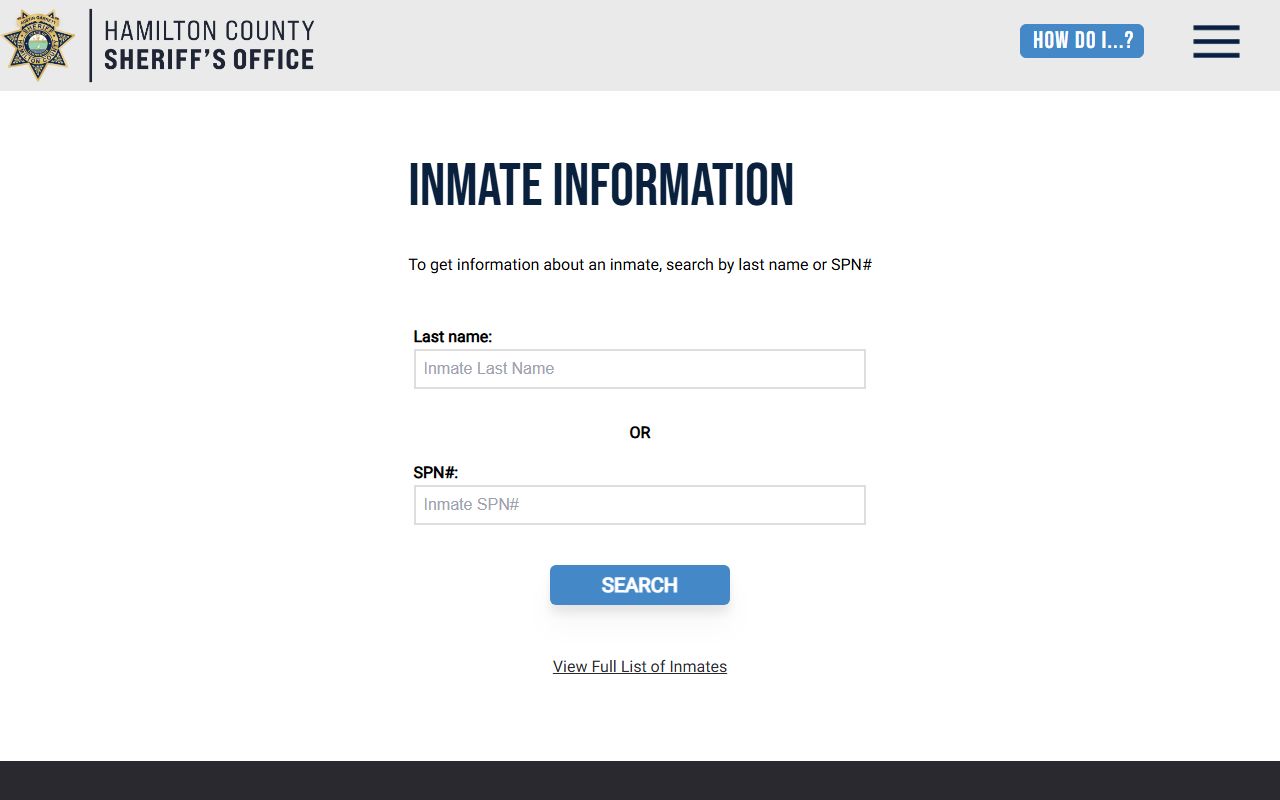 Hamilton County inmate records HCSO jail roster search page
