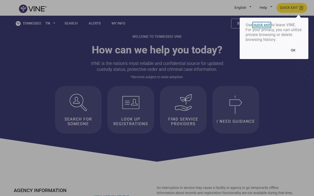 Hamilton County released inmates Tennessee VINELink notification portal