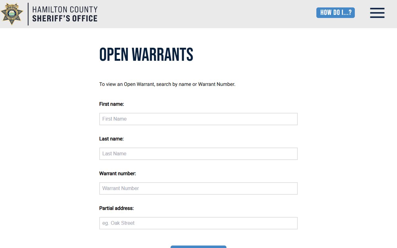 Hamilton County warrant search HCSO open warrants tool